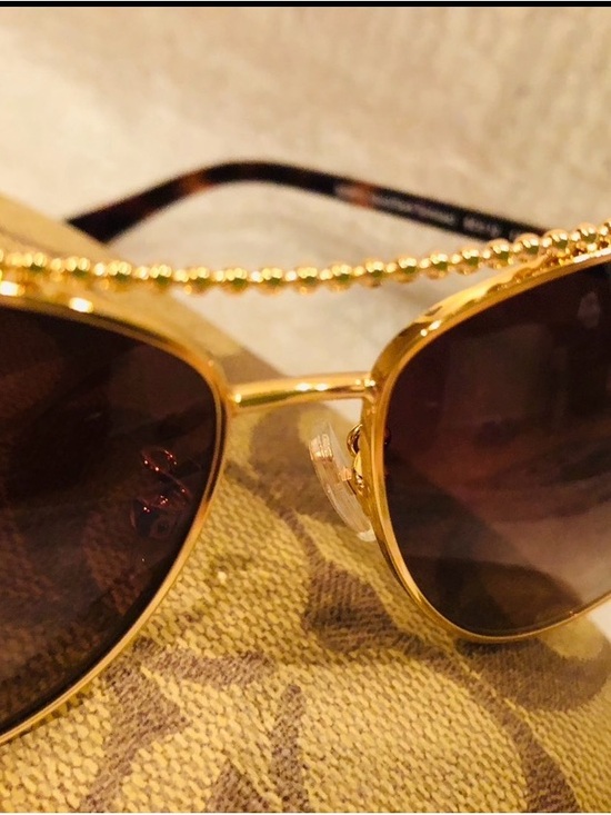 New Coach Gold Frame Brown Gradient Aviator Sunglasses with Signature Case main image 8